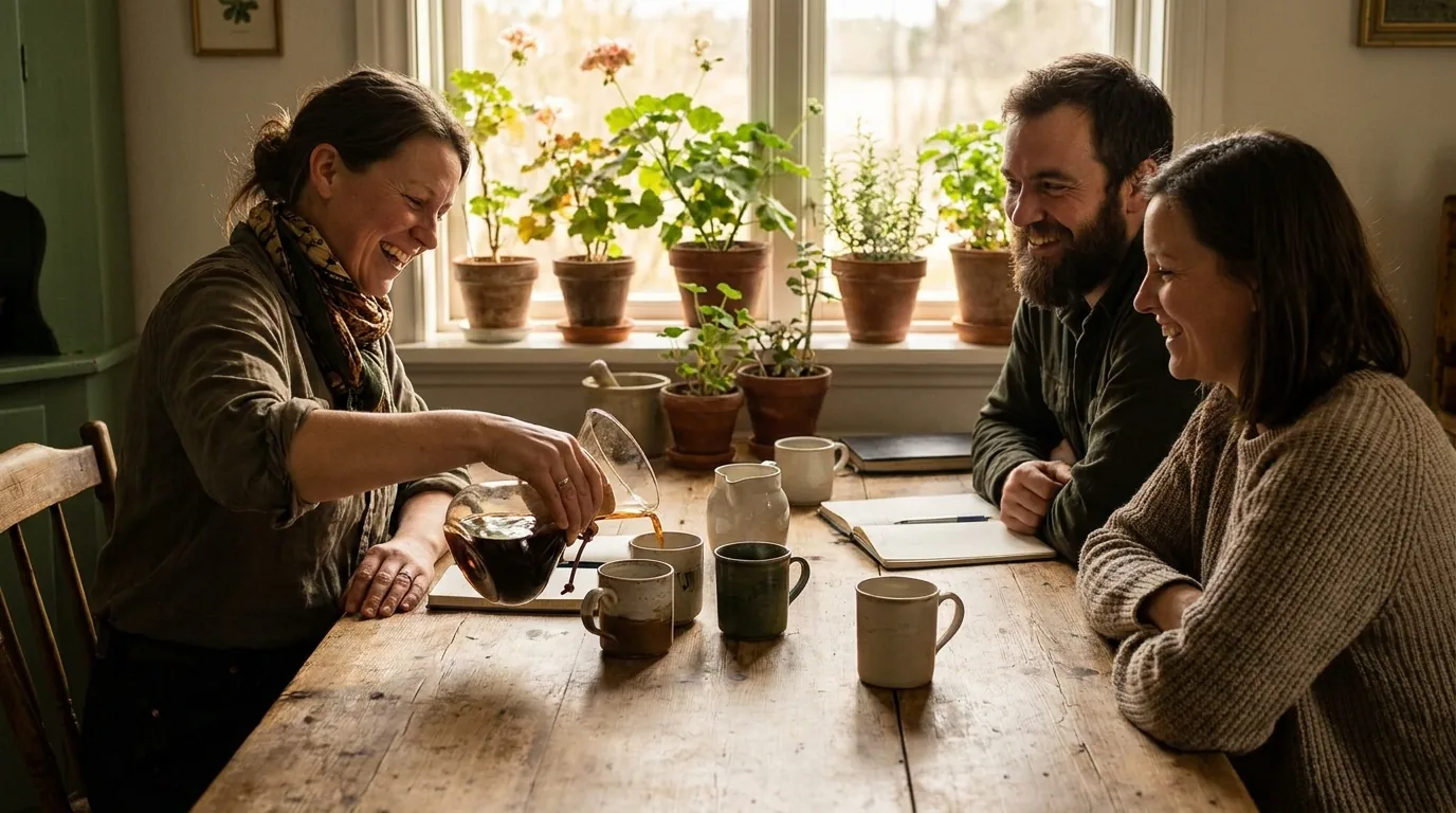 Servering av kaffe och dryck till gäster